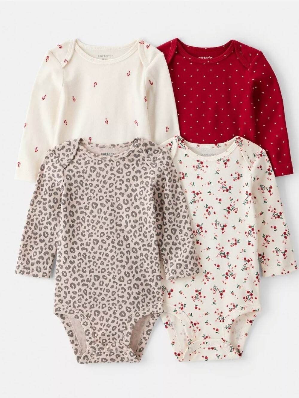 Carter's Cream Floral & Leopard Newborn Bodysuit Set